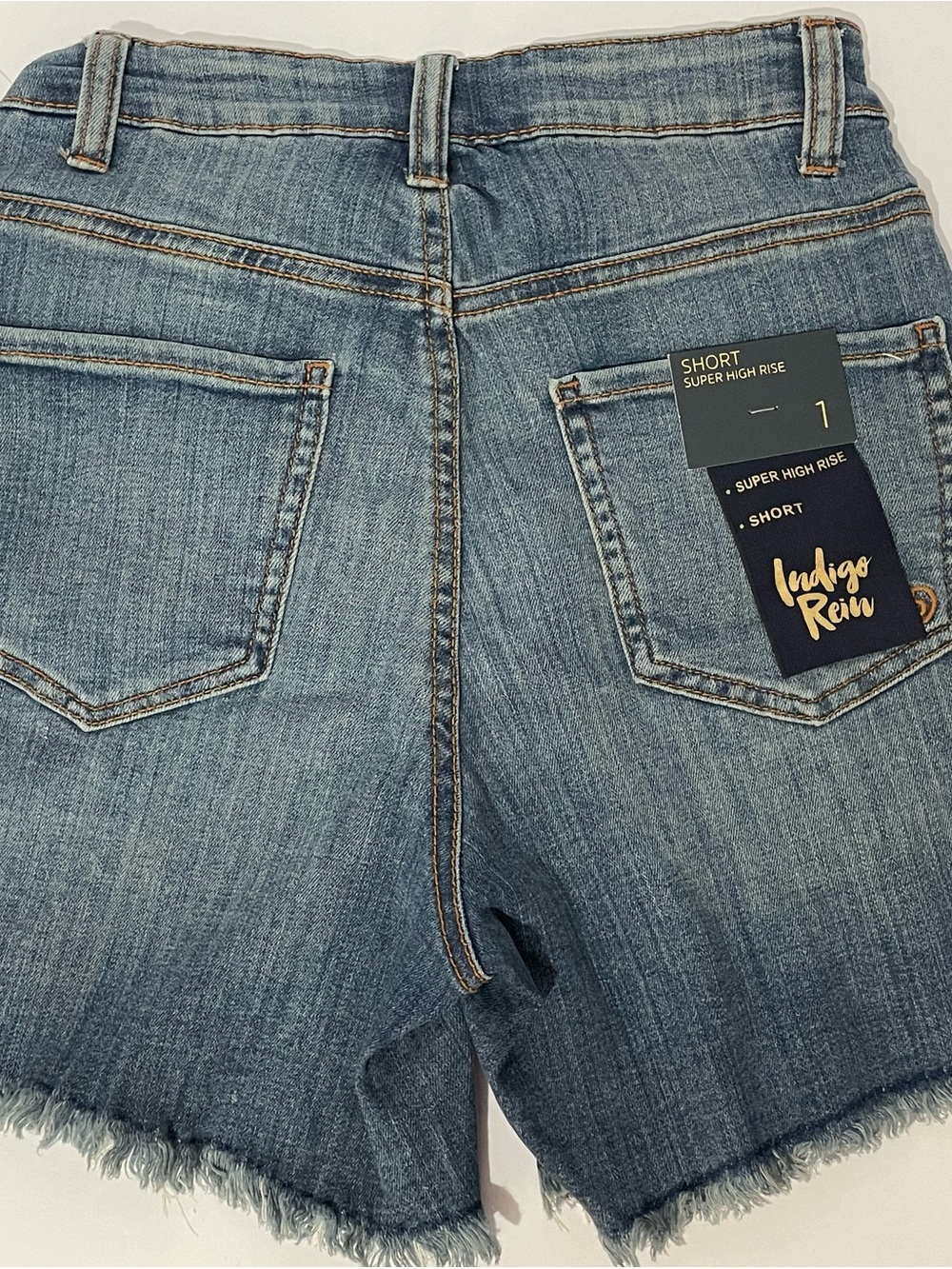 Indigo Rein Mid- Rise Distressed Blue Denim Shorts - Picture 3 of 12